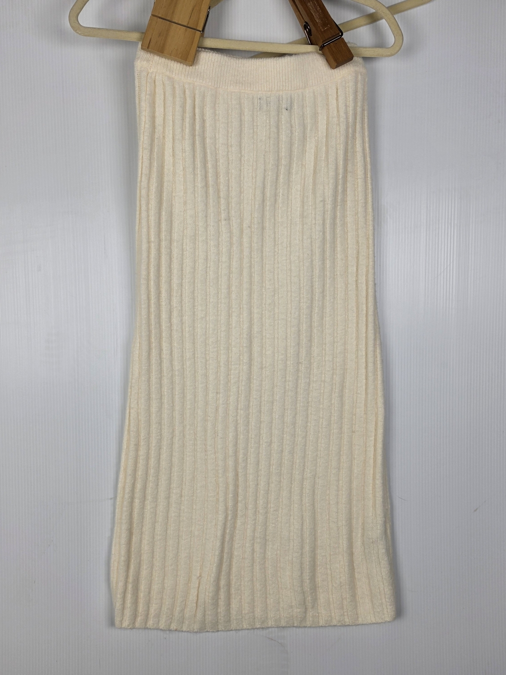 Mango Ribbed Knit Midi Skirt - Cream